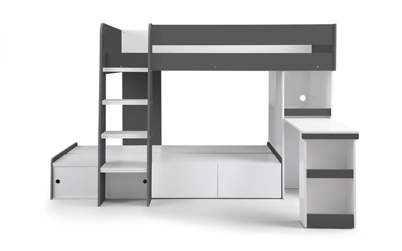 Eclipse Bunk Bed - White / Charcoal